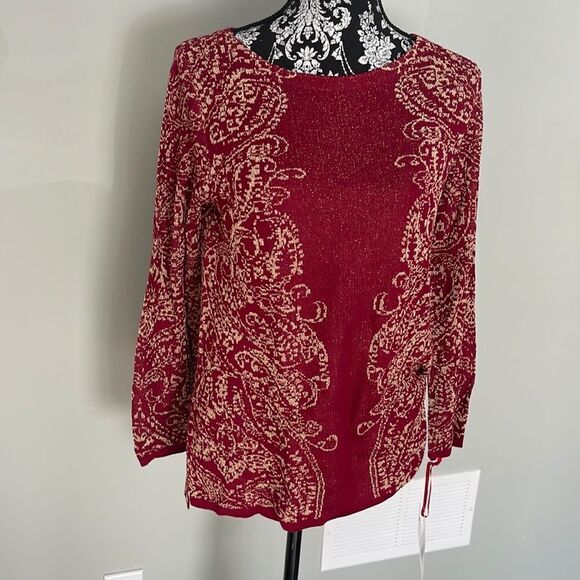 Ruby Rd Metallic Paisley Jacquard Sweater - Picture 1 of 4